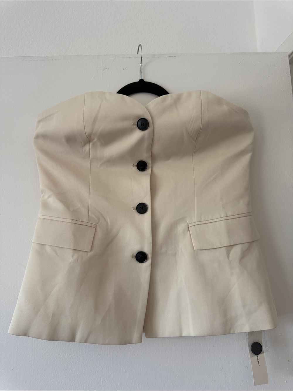 Commense Strapless Cream Button top and pants